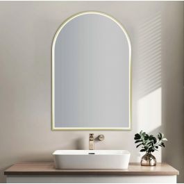 Arch LED Framed Mirror-Brushed Gold-600x900mm